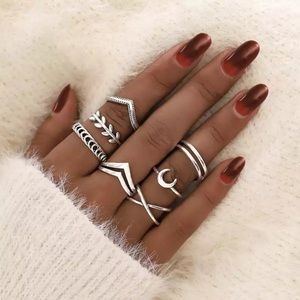 NEW Leaf Moon Antique Punk Knuckle Midi Rings Set